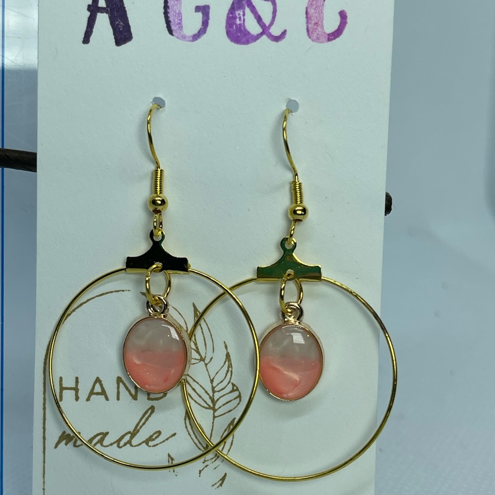 Coral ombré hoops